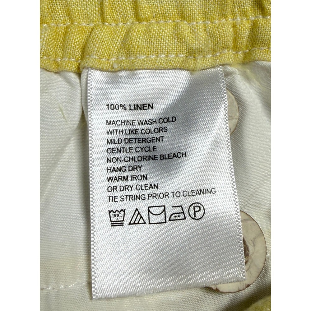 Tommy Bahama M 100% Linen Hibiscus Yellow Shorts Cottagecore Tomato Girl Preppy - Picture 4 of 9